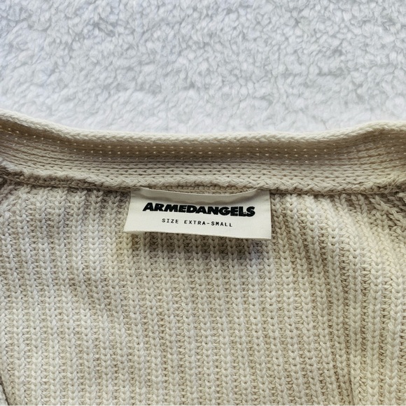 Armedangels Beige Knit 100% Cotton Button Front Cozy Fall Cardigan | Size 4 - Picture 7 of 11